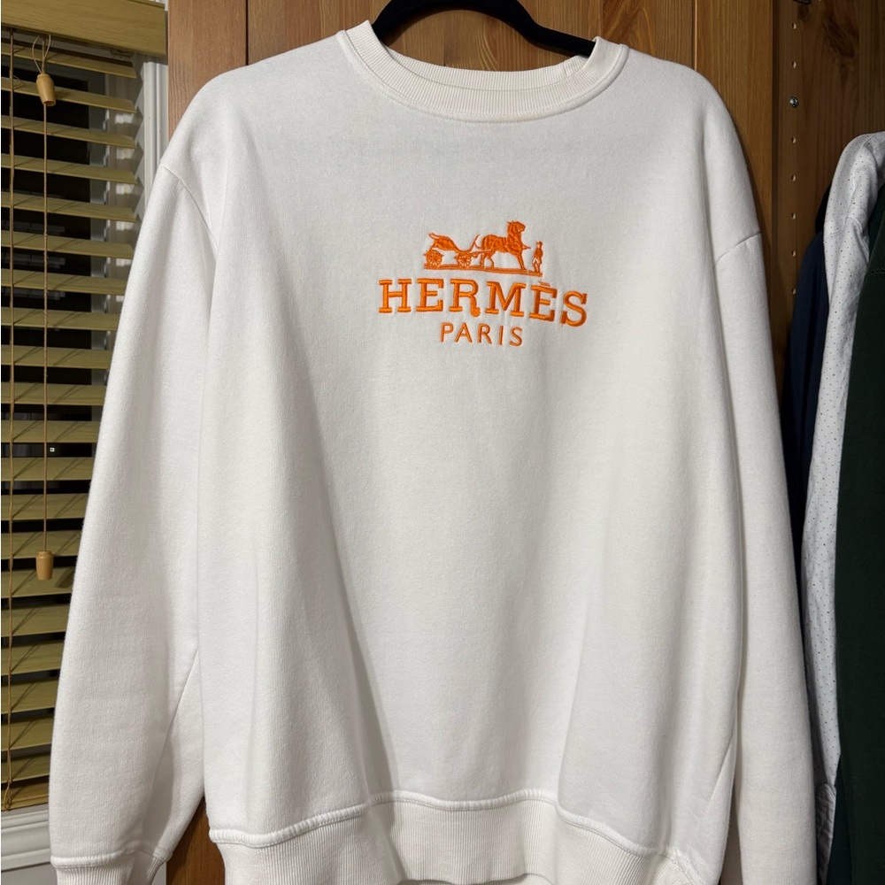 White Sweatshirt with Inspired Embroidery